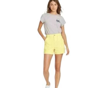 Universal Threads High Waisted Highest Rise MIDI Carpenter Shorts Yellow Size 14